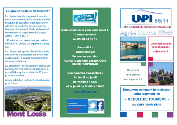 Flyer UNPI 66/11 meublés tourisme 2021 verso